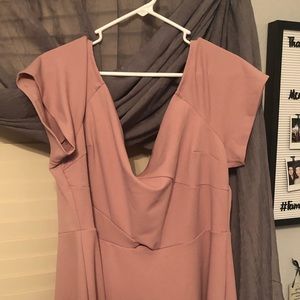 Off the shoulder high-low dusty pink dress